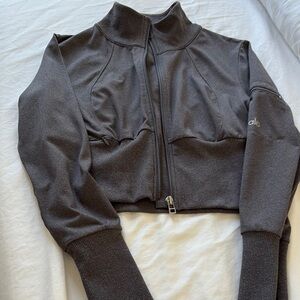 ALO Yoga Gray Bomber Jacket Sleek Design